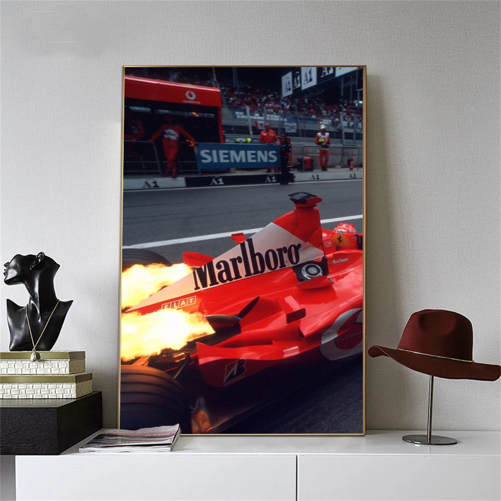 

Flaming Schumacher F1 Poster High-Speed Racing Wall Decor Limited Edition Canvas Print Formula 1 Collector's Gift