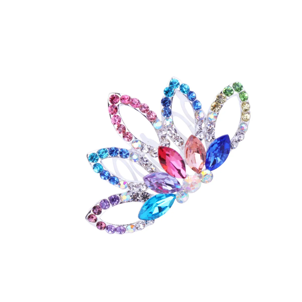 

1Pcs Rhinestone Crown Hair Comb Bridal Wedding Headdress for Bride Bridesmaid Flower Updo Half Hairstyle Decor Alloy Insert