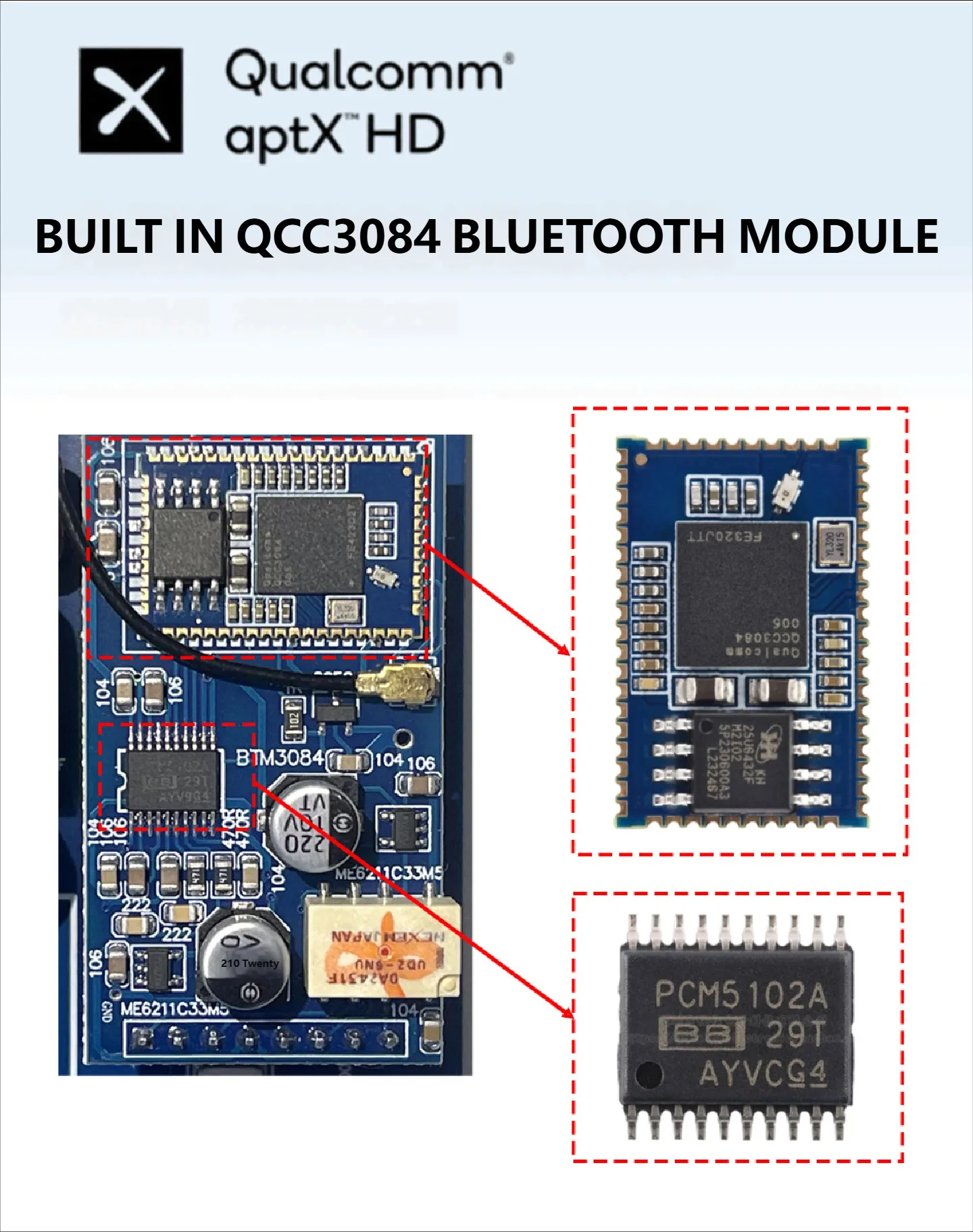 YJCO TPA3255*2 Hochleistungs-Digital-HIFI-Verstärker mit QCC3034 BT 5.1 QCC3084 BT 5.4 Decodierung und LDAC-Unterstützung – Detail 7