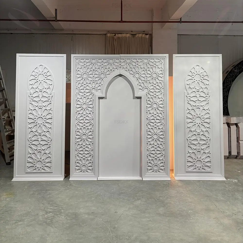 

FSDKX New Design Custom Rectangle Arch Backdrop Stand Set Wedding Stage Decorations White PVC India style Arch Backdrop