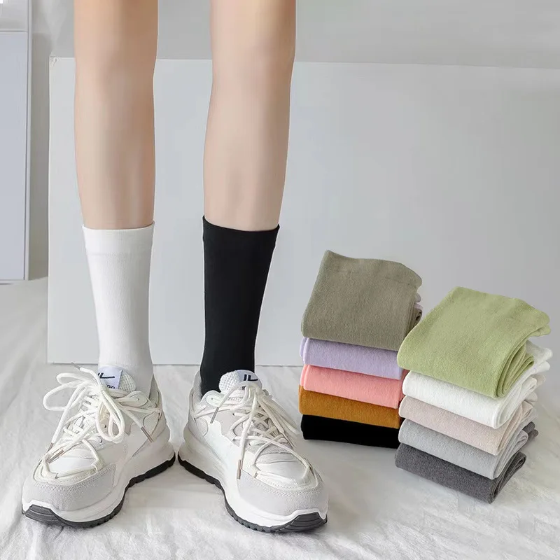 

Solid Color Women's Socks Maternity Socks High Elasticity Medium Tube Stockings for Women Casual Versatile Spring Summer