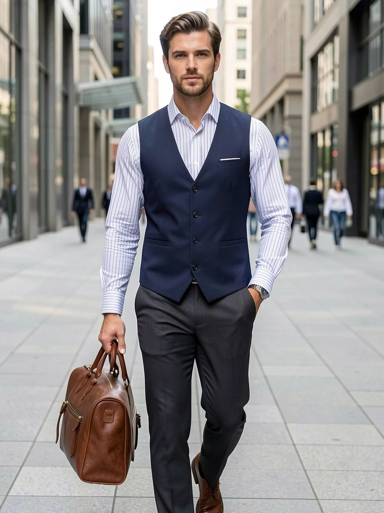 

Men's Sharp Slim Fit Vest Single Breasted Solid Formal Elegant Office Party Wedding