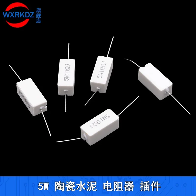 10PCS 5W 10W 20W Ceramic Cement Resistor 5%  In A Pack 0.1R 0.5 1 2 3 4.7 10 20 50 100 Ohm 6.8k 0.25R 0.5R 3R 27R 12R 100R