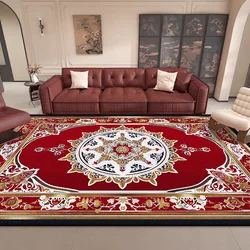 Luxurious Retro Rugs for Living Room European Decoration Home Sofa Area Non-slip Floot Mat Bedroom Cloakroom Red Soft Carpet