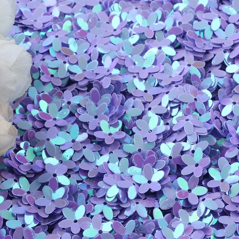 Matte White Transparent Crystal Flower Sequins, 10mm