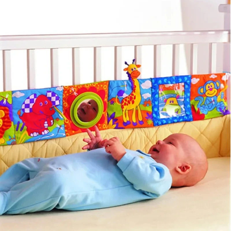 Crib Bumper Rattle Baby Toys 0 12 Months Newborns Cloth Book Double-sided Around Crib Baby Book Early Learning Toys For Babies