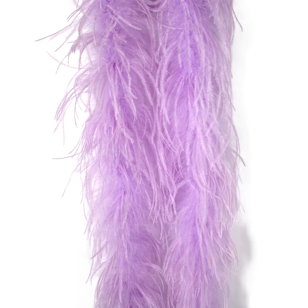 

2ply Natural Ostrich Feathers Boa Lilac ostrich Plumas Shawl For Crafts Party Dress Skirts Decoration Fluffy Plume Trim Ribbon