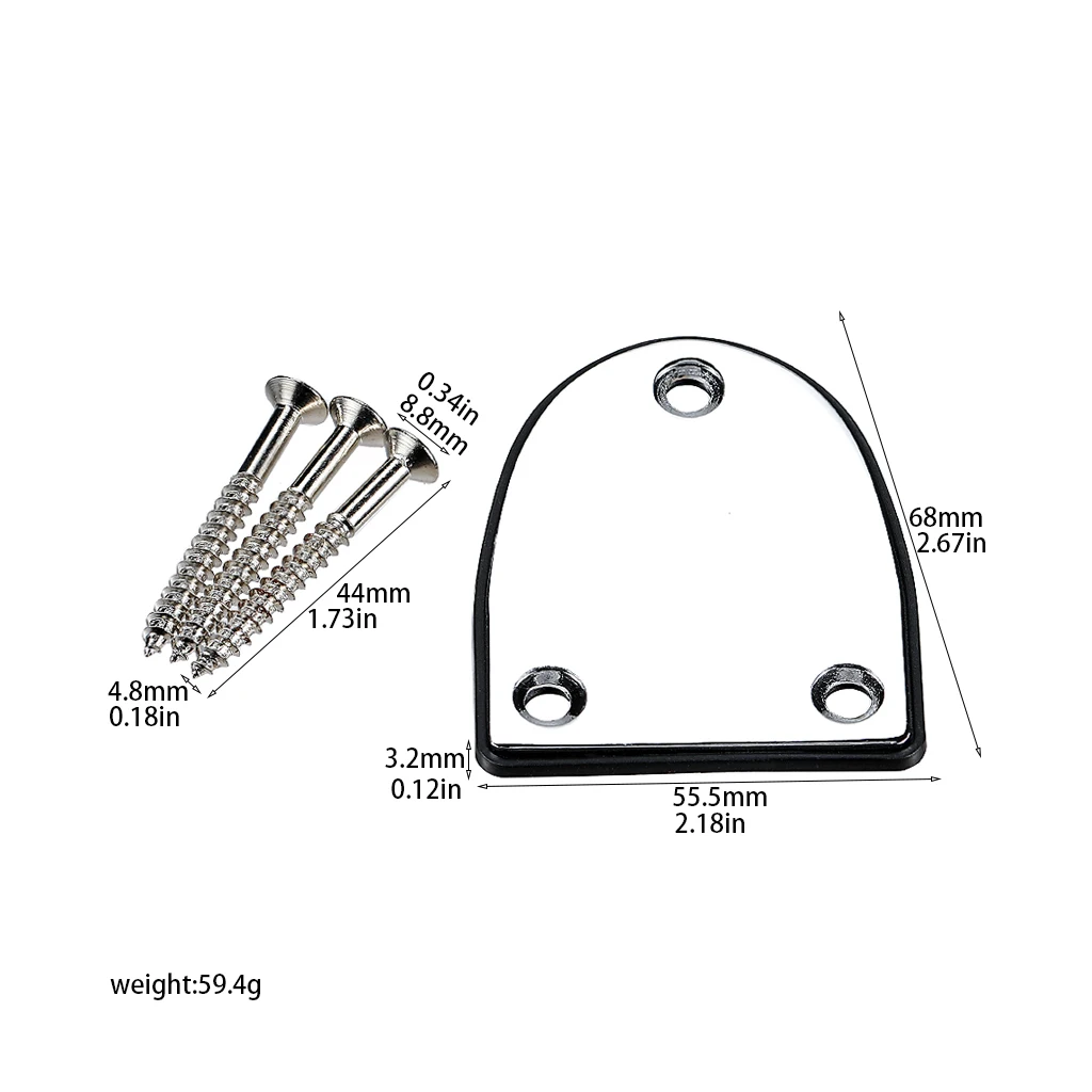 Electric Guitar Neck Plate Set - 3-Hole Mounting Plate with Gasket & Screws Replacement & Upgrade Part for Solid Body Connection