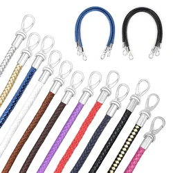 2pcs Customized PU Leather Braided Rope Handles for Handbag Shoulder Bag Strap Handmade Bag DIY Accessories Metal Hook Buckle