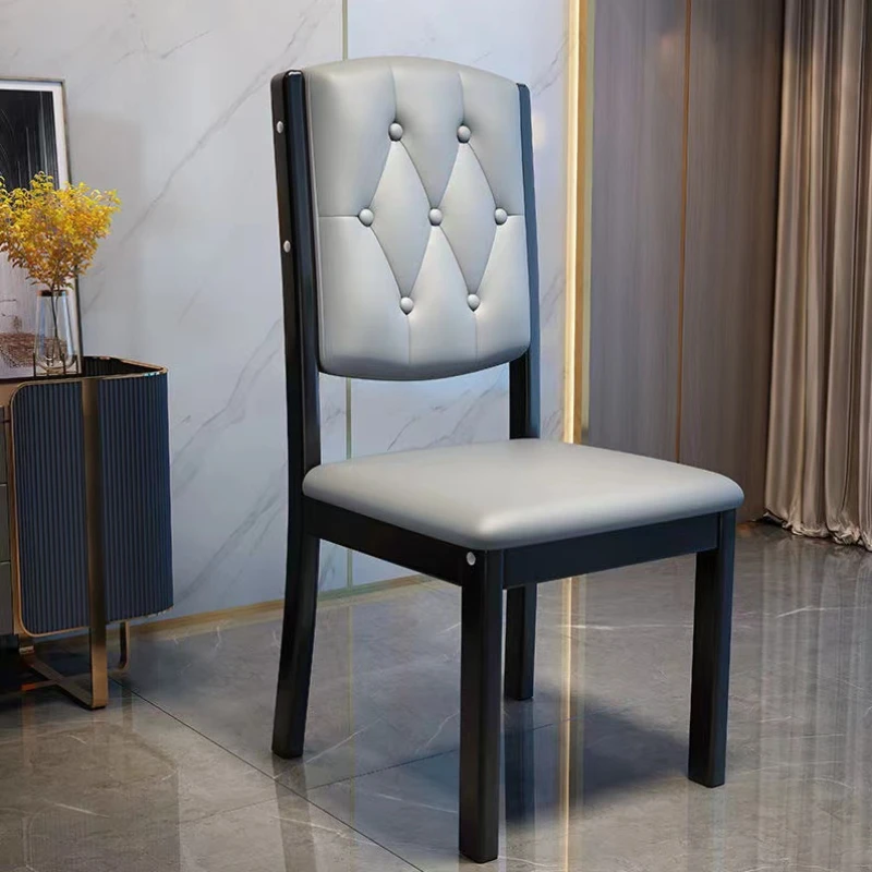 Design Modern Dining Chairs Oak Waterproof Leather Mobile Dining Chair Nordic Wood Armless Cadeiras De Jantar Home Furniture image 3