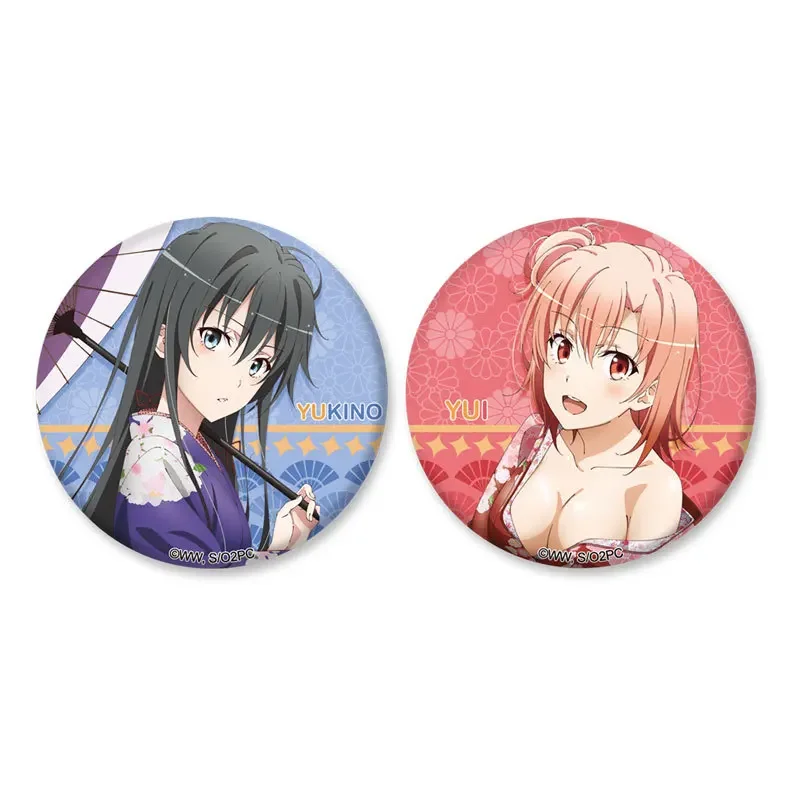 5.8cm High Quality Round Brooches Hikigaya Hachiman Yukinoshita Yukin Yuigahama Yui Figure Badge Personality Collar Fans Gift