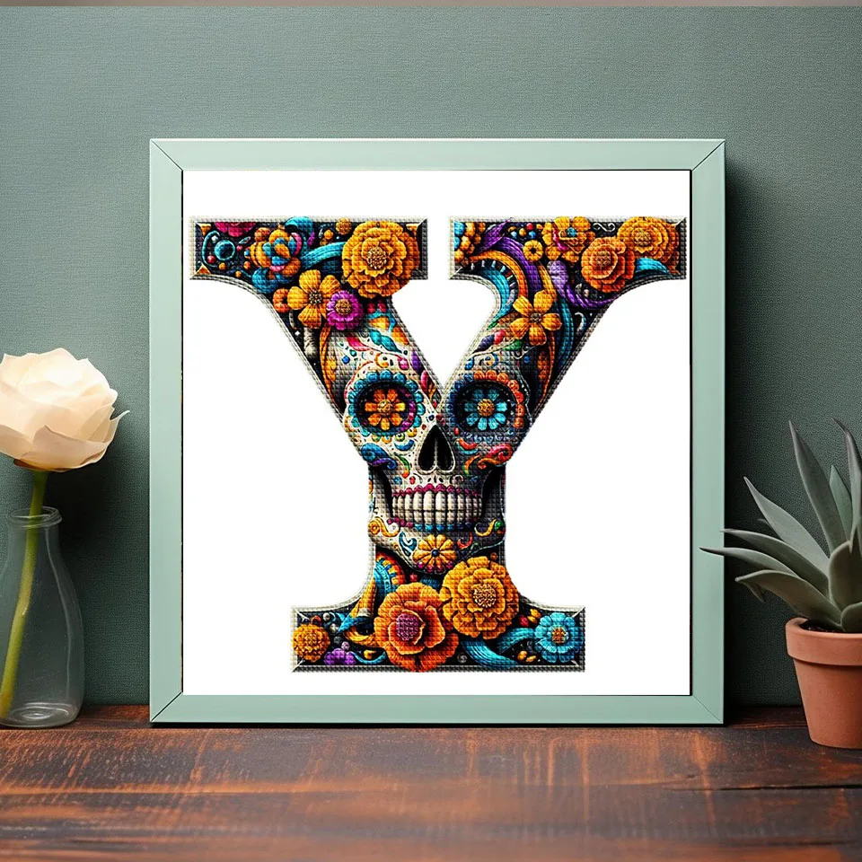 2025 Diamond Painting Art Kit DIY Skull Letter Set 1 Diamond Embroidery 100% 5D Rhinestone Cross Stitch Mosaic Home Decor Gift