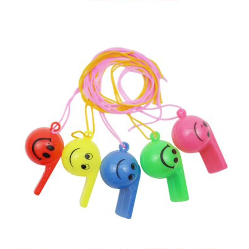 10/20/30pcs Smiling Face Whistle with Rope Plastic Colorful Sports Competition Cheering Props for Cheerleading Teams TMZ
