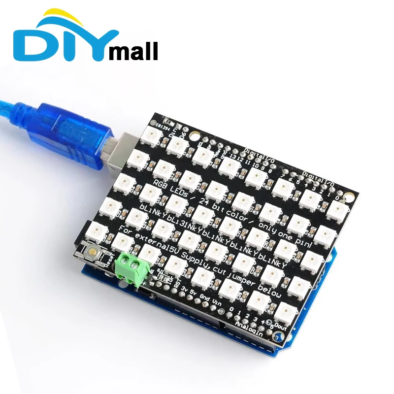 40 Bit WS2812B 5050 RGB LED Integrated Full Color Driver Light Board Pin Header 2P Terminal Compatible for Arduino DIY