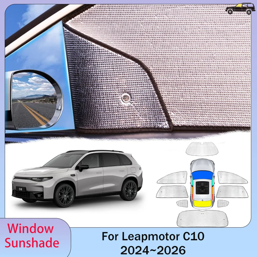 Parasol de coche para Leapmotor C10 2024 ~ 2026 2025 ventana lateral tragaluz parabrisas Protector de parasol UV accesorios de protección