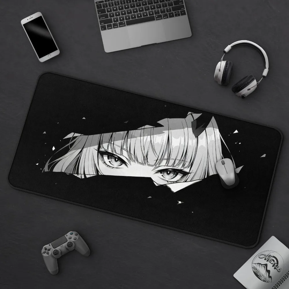 Tapis de souris Manga Girl Gaming, tapis de bureau Anime Oni Girl, tapis de souris noir et blanc, accessoires de bureau