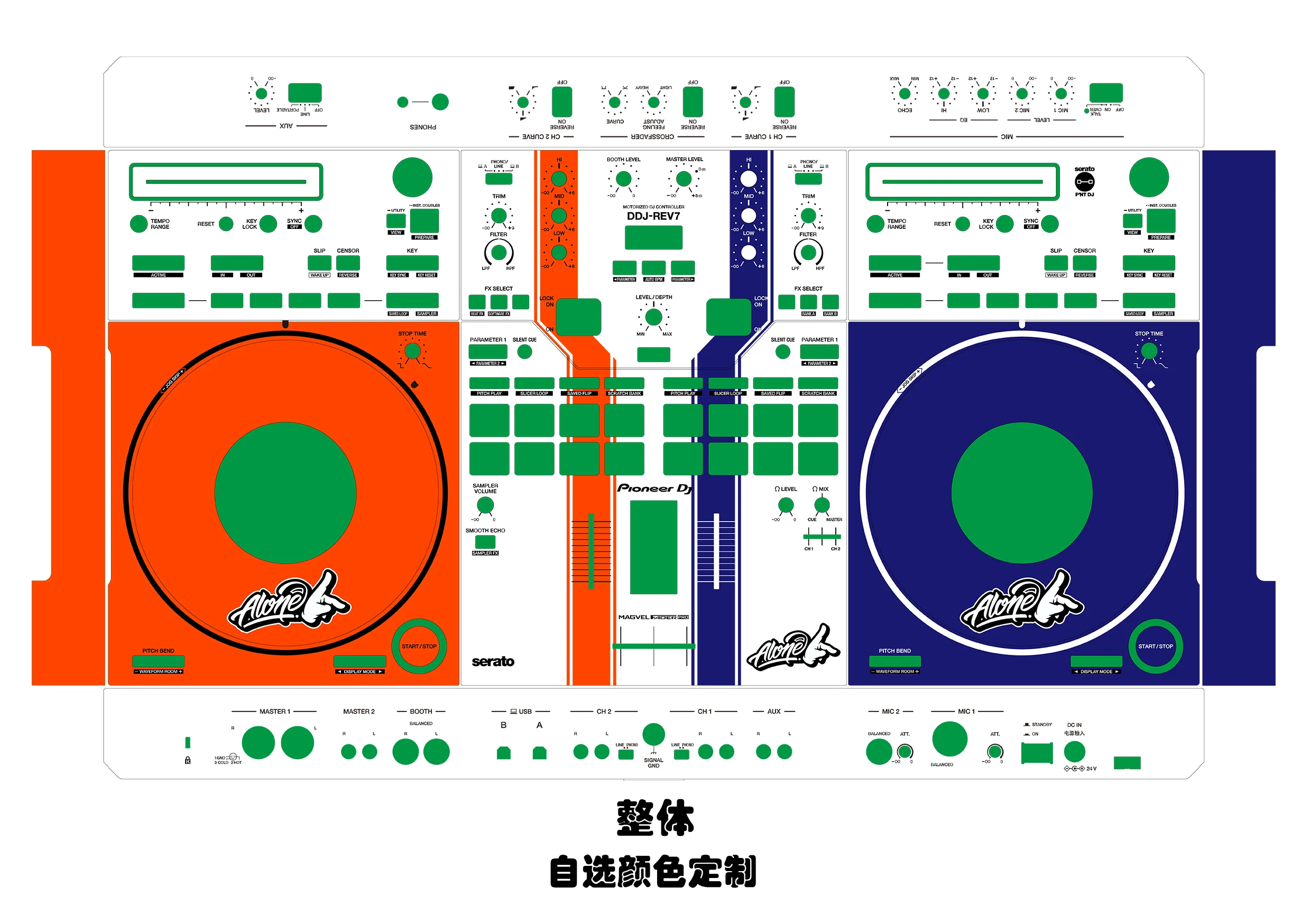 DDJ-REV7 Skin DJ Controller Panel Mask. PIONEER Disc Maker Colorful Patch Customizable