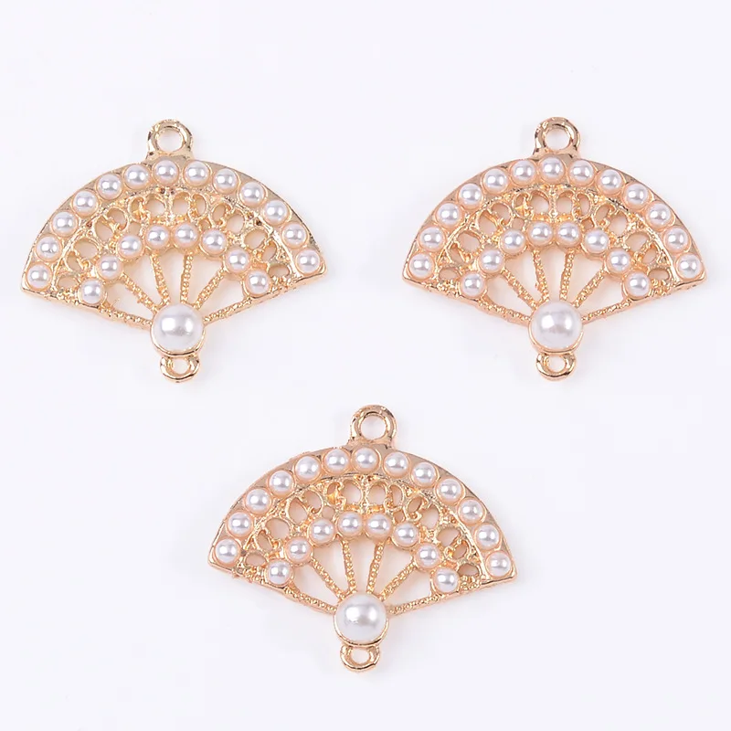 DIY handmade antique hair accessories hairpin fringed alloy accessories double hanging fan hollow pearl jewelry pendant direct s