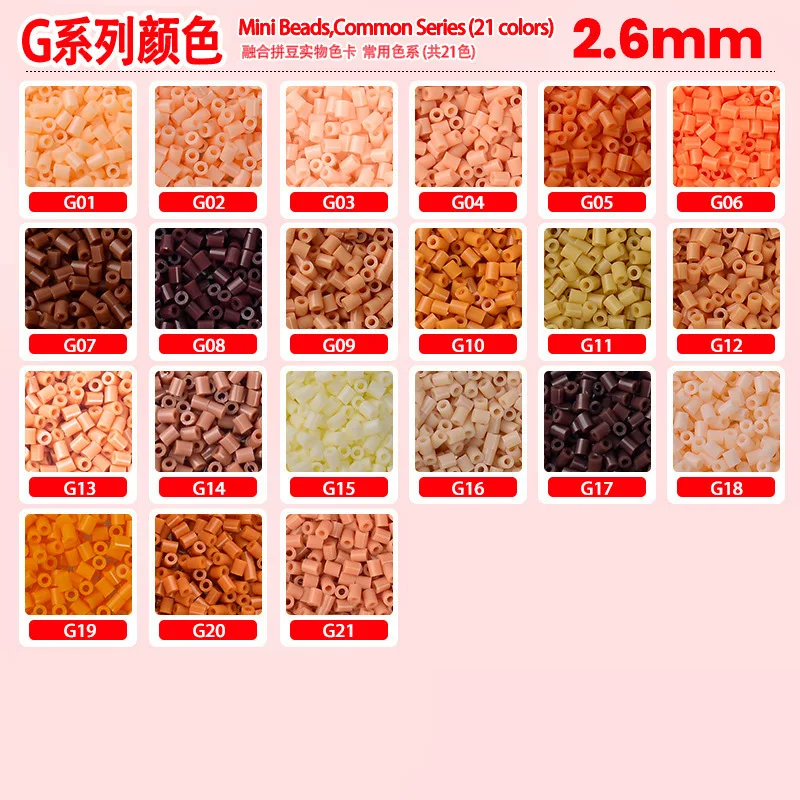 2.6Mm Orange Series Perler Beads Refill 1000Pcs Fusible DIY Art Craft Fuse Beads for Mosaic Puzzle Perfect Gift for Friends