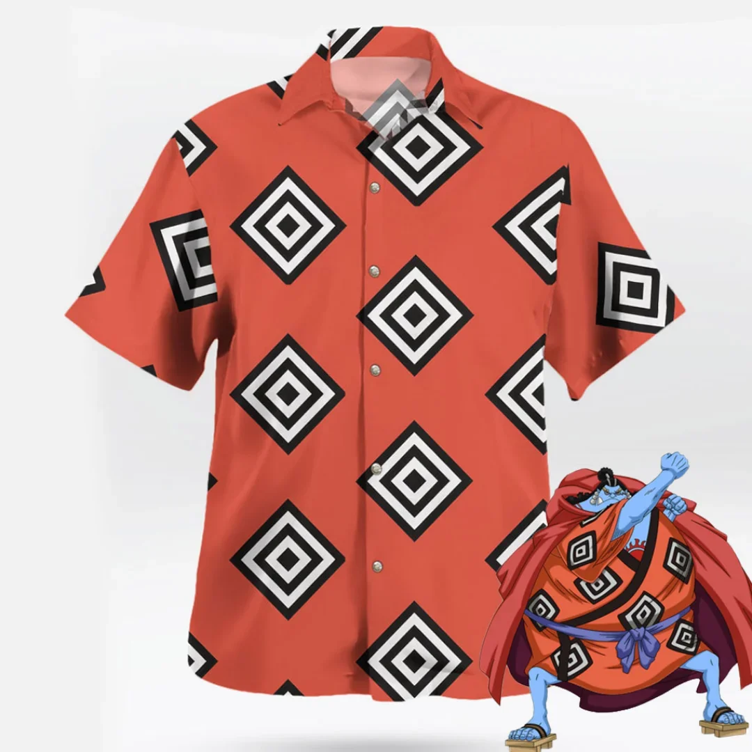 Hot Men's One Piece Hawaiian Shirt Luffy Gear 5 Print Short Sleeve Loose Casual Anime Kids Clothes Tropical Vacation Shirt Tops