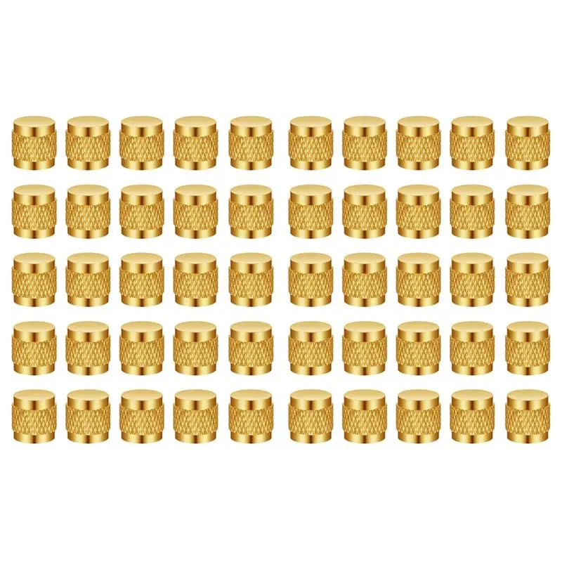 A84X-1/4Inch Flare Cap, Round Brass HVAC Locking Caps, W/Neoprene O-Ring Seal AC Service HVAC Valve Caps, (50 Pcs) A