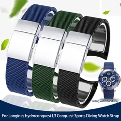 High Quality Silicone Fluorous Rubber Watchband 21mm for Longines Hydroconquest L3 Conquest Sports Diving Watch Strap Black New