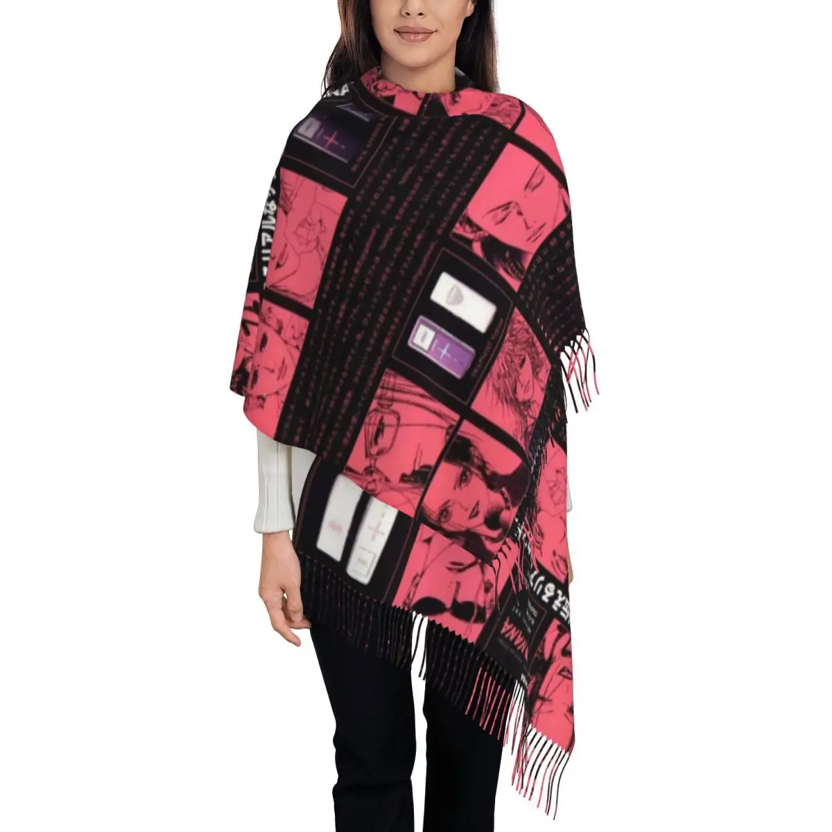 نانا أوساكي الأحجار السوداء شال التفاف للسيدات الدافئة الكبيرة وشاح ناعم Trapnest كوماتسو الشرير مانغا منديل شال الأوشحة #1