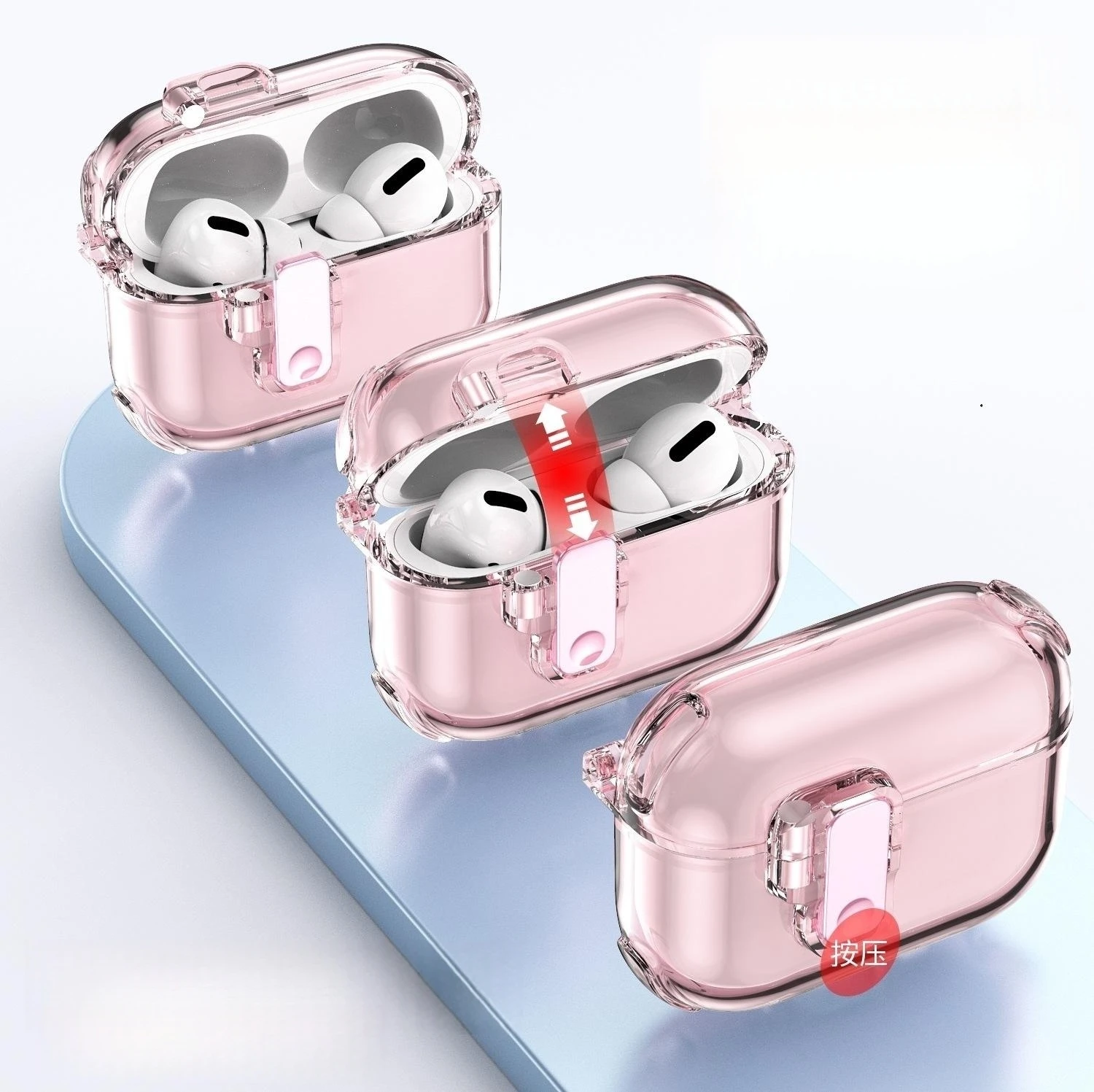 에어팟 프로3 2025 케이스 투명 자석 스위치 케이스 랜야드 키체인 포함 분실 방지 이어폰 케이스 에어팟 프로 3세대용