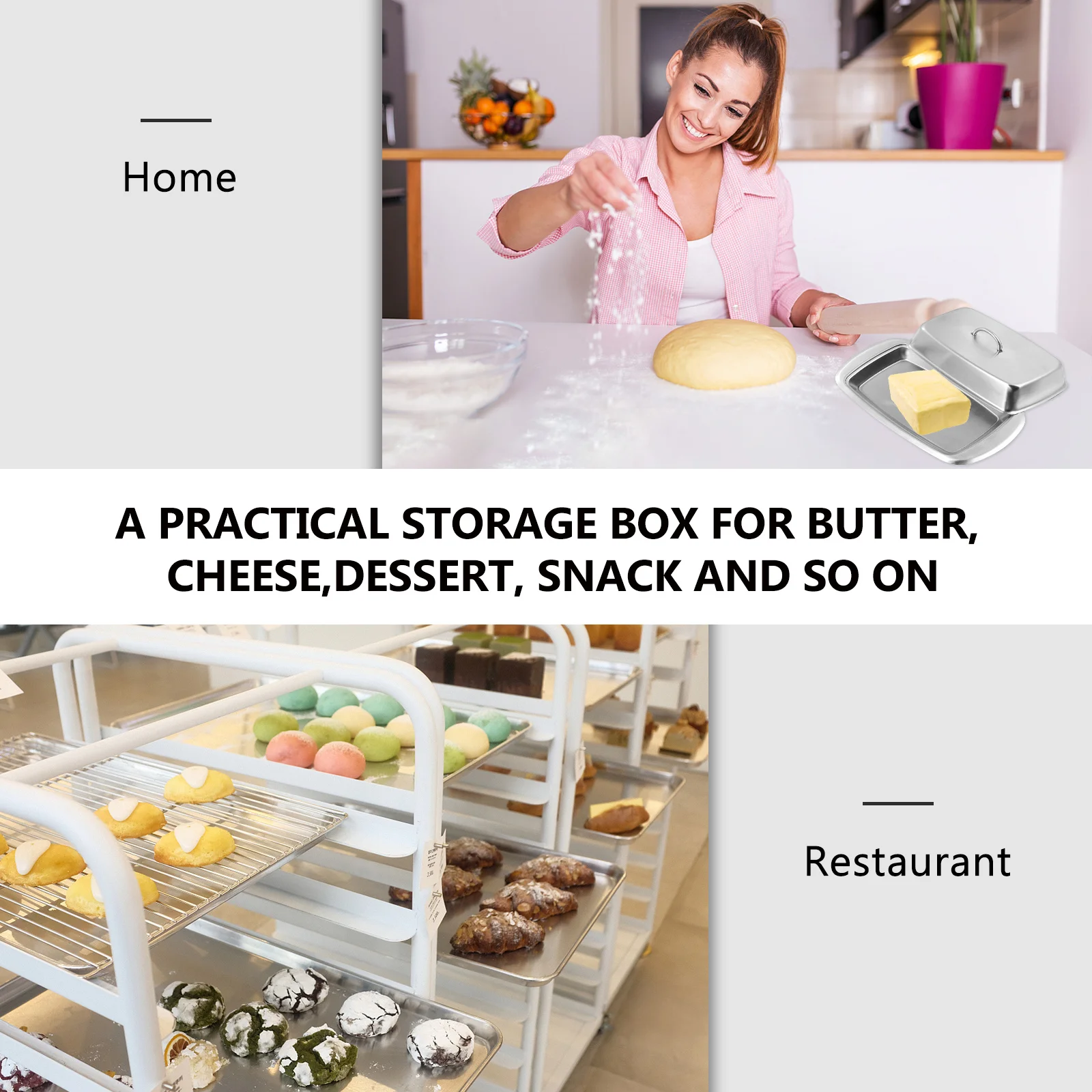 

1 pc Butter Box Safe Hygienic Storage Container Kitchen Fresh Keep Multipurpose Household Rustproof Thickened Elegant