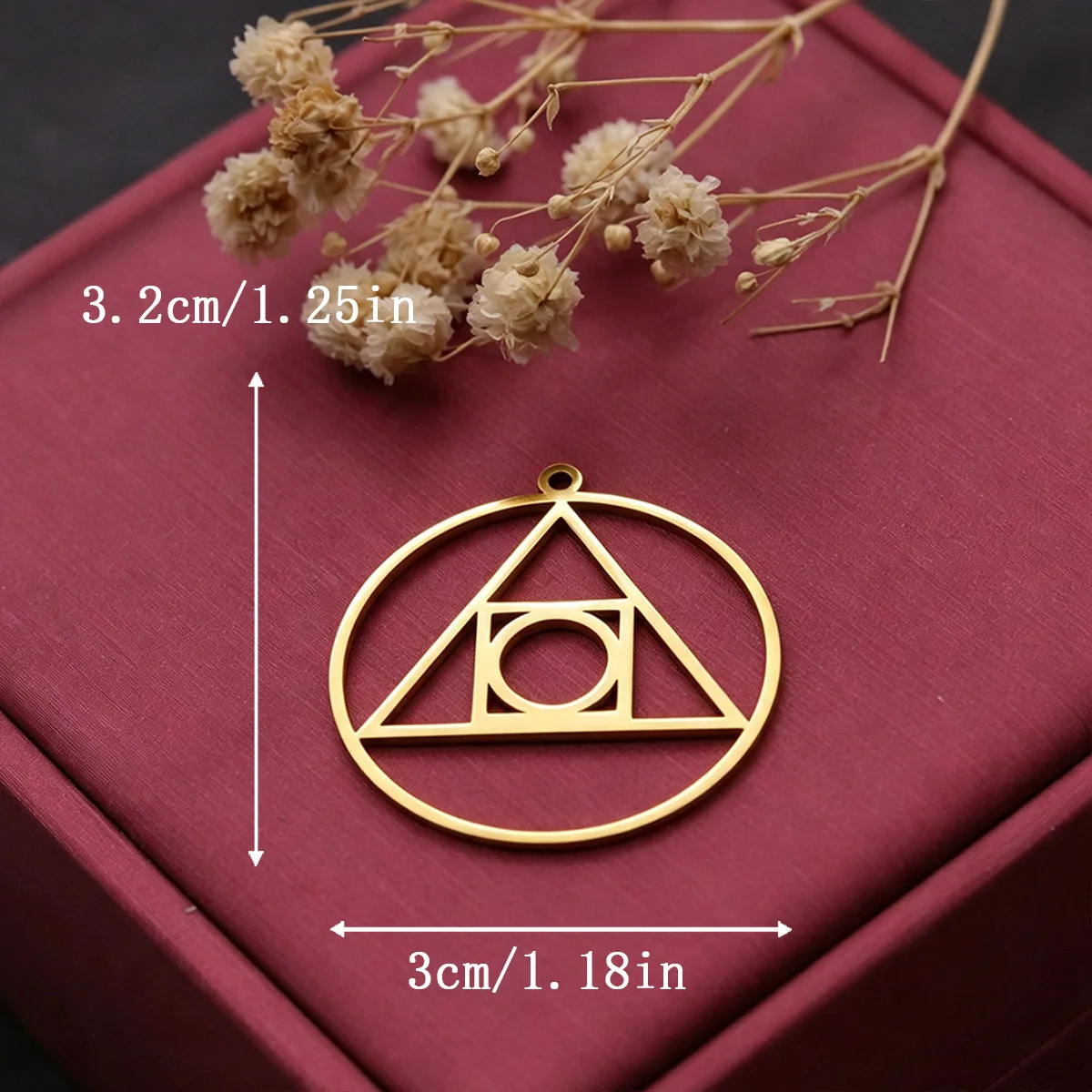 3pcs Square Triangle Circle Charms Stainless Steel Round Geometric Pendant for DIY Jewelry Making Necklace Earrings Findings