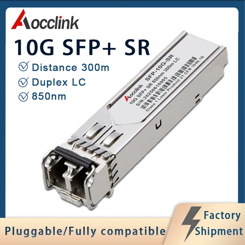 

SFP+ 10GBASE SR 850nm 300m Multimode Dual LC Fiber Transceiver Module; Suitable for Ethernet Switches, Media Converters; Cisco,