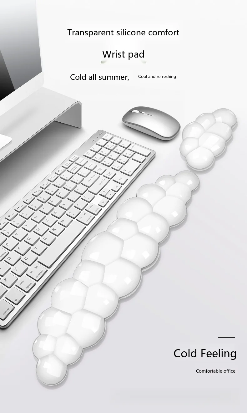 Cloud Silikon-Handgelenkauflage Tastaturunterlage Ergonomische Schreibtischunterlage für Büro und Gaming 5 Transparente Farben Einzelset – Detail 1