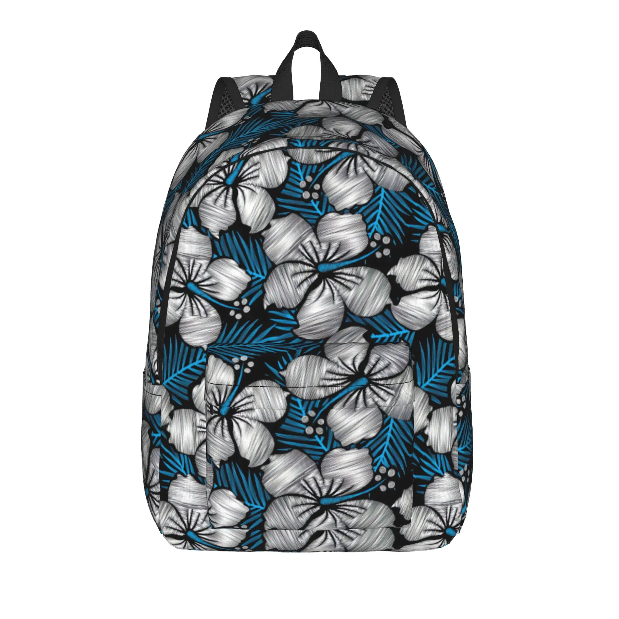 Tropical Hibiscus Embroidery   Backpack  University Backpacks Student Kawaii High School Bags Designer Breathable Rucksack