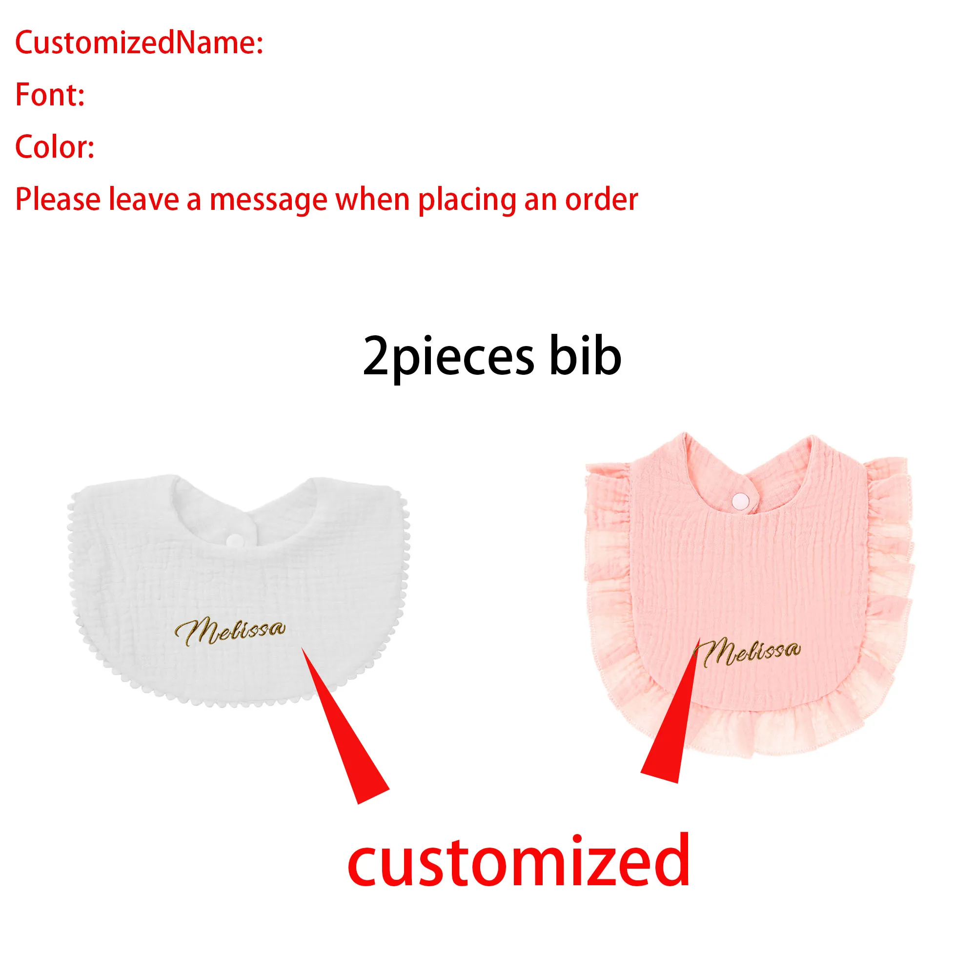 Personalisierte Wasserdichte Reine Baumwolle Baby-Lätzchen 2 Stück Weiche Saugfähige Spucktücher Säuglings-Fütterungslätzchen Neugeborenen Jungen Mädchen Geschenk – Detail 8