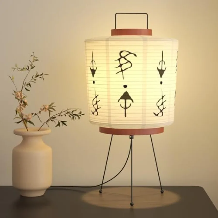 

Настольная лампа Акари ручной работы - Японский фонарь из бумаги васи - Цоколь E26 с выключателем на шнуре - В комплекте лампочка с 3 режимами цветовой температуры