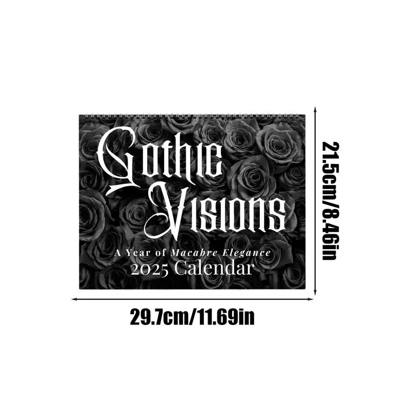 Wall Gothic Calendar 2025 Gothic Wall Calendar Monthly Calendar Victorian Planner Calendar Spiral Wall Art For Home