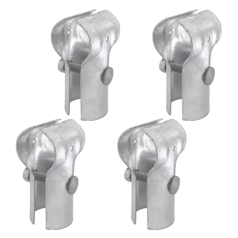 DT17 4 Pack 1-3/8In End Rail T Clamp, Galvanized Steel Chain Link Fence T Clamp for 1-3/8In OD Pipe, Fence Hardware