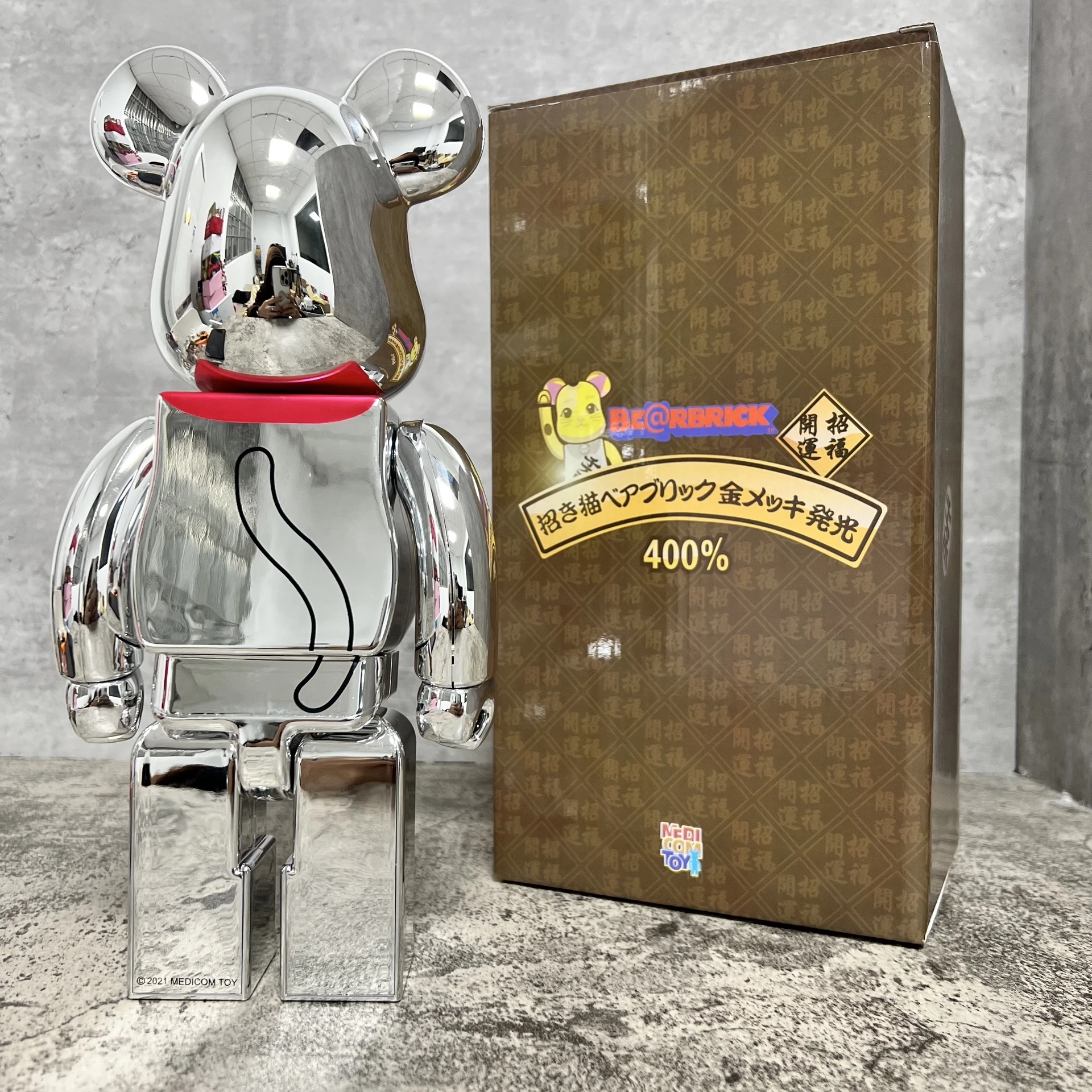 Bearbrick 400% Winking Golden Fortune Cat Gold Silver Pink Hand-made Ornaments Building Block Bear Decoration Gift