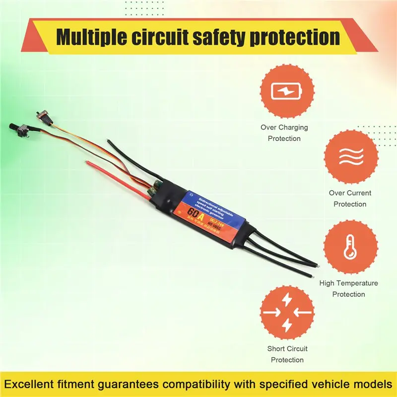 [HOT!A34R】 Adjustable Self-Starting Switch 60A 1000W Brushless Motor Driver For Reverse Forward Stepless Speed Control