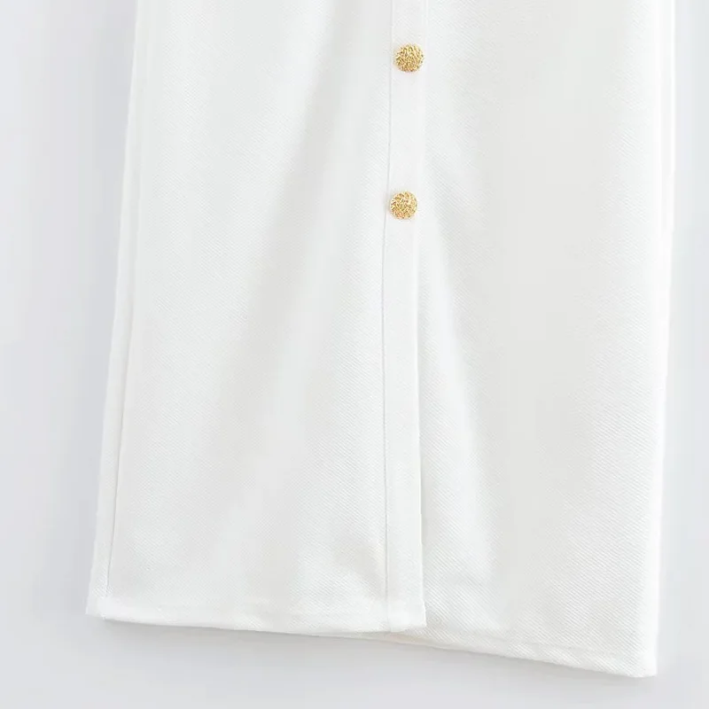 HXAO camisa fruncida vestidos por debajo de la rodilla 2025 mujer verano sin mangas vestido blanco negro mujeres ceñido al cuerpo elegante vestido Casual de mujer 088