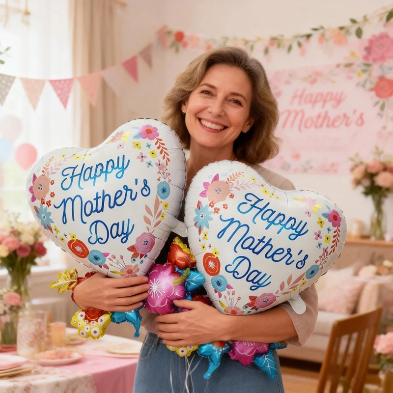 2-teiliges Set Folienballons mit Blumenstrauß zum Muttertag, Dekorationszubehör für Geburtstagsfeiern, Beste Mama Jubiläumsdekoration