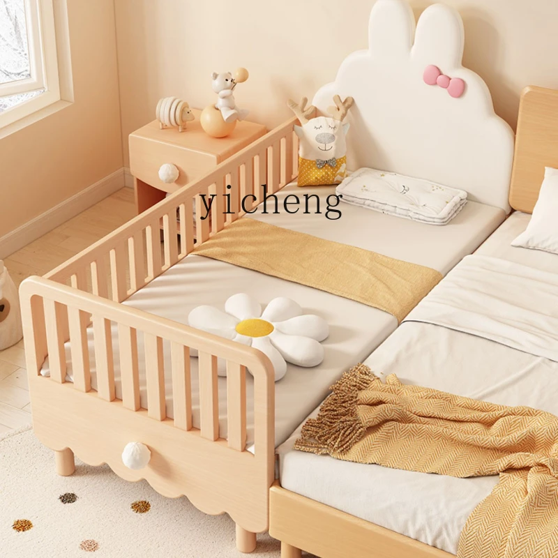 

ZC Solid Wood Children's Bed Splicing Bed Widened Bed Baby Small Bed Splicing Bed Crib