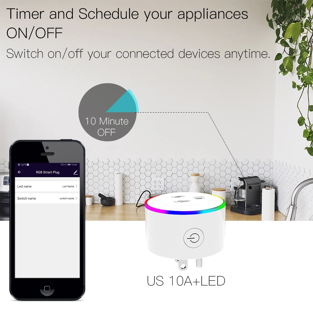 Tuya Wifi Smart LED RGB Dimmer Socket Timing Switch Wireless Power Plug Voice Control Alexa Electrical Outlet EU/US/UK/AU