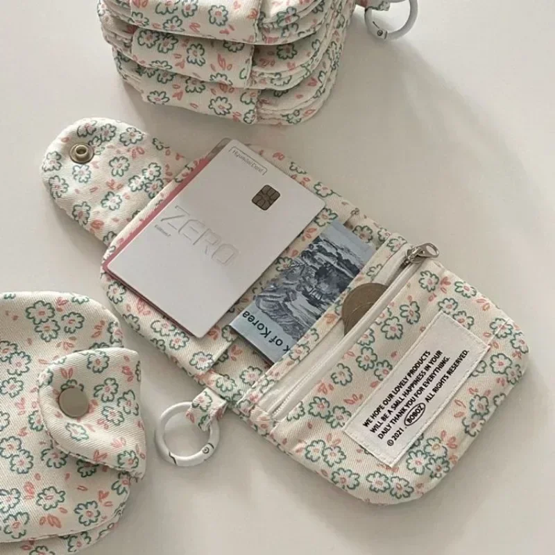 Monedero Floral para estudiantes, Cartera de moda coreana, tarjetero para niñas, bolsa de almacenamiento pequeña y portátil, 1 unidad