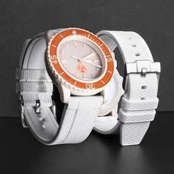 22mm Liquid Silicone Strap for Swatch X Blancpain Fifty Fathoms Waterproof Diving Five Oceans Watch Band Bracelet for Men Women