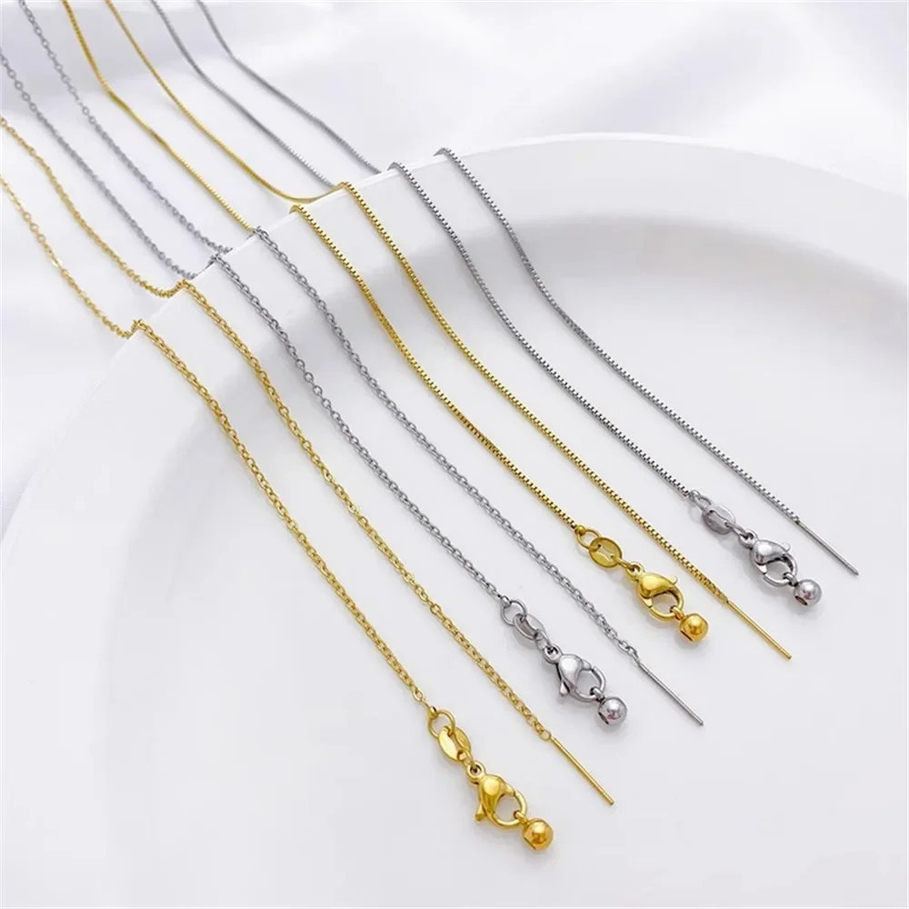 Titanium Steel Non Fading Adjustable O-shaped Universal Collarbone Chain with Needle, Pearl Box Chain, DIY Necklace Accessory
