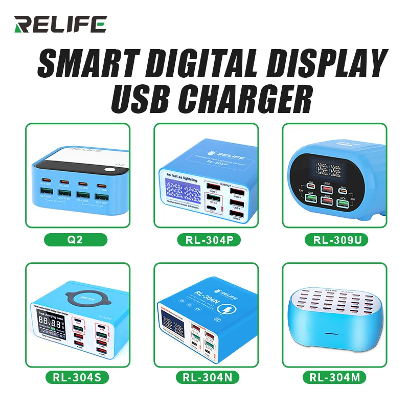 RELIFE Q2 RL-304P RL-309U RL-304S RL-304M RL-304 120W QC3.0 Type C Fast Charger multiport usb  for iPhone Macbook Samsung Laptop