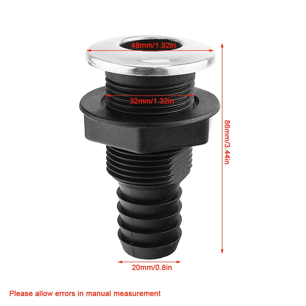 1pcs Boat Through Hull Connector Through-hull Hose Connector Plastic Hose Coupling Drain Outlet Accessory 3/4 Inch Straight Hose
