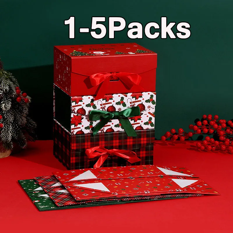 

Очаровательная подарочная коробка на Рождество, 1-5 упаковок, красивые глянцевые коробки, качественные картонные коробки, рождественские подарочные коробки