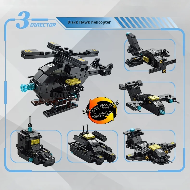 SWAT Police Buiding Blocks Station Office Armored Helicopter Robot Radar Ship Off-Road Vehicle Supersonic Fighter Jet Boys Gifts